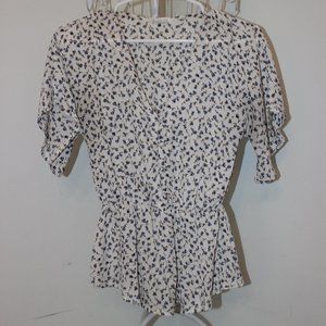 Blue Floral Peplum Blouse